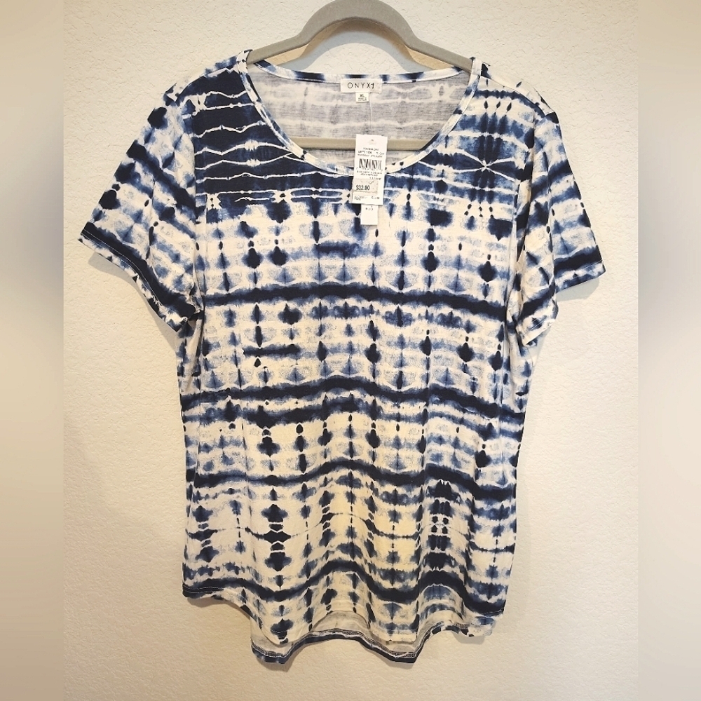 ONYX Mode Blue Tie-Dye Women's Top